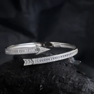 Home 55 Arrowline Bracelet – Sleek Baguette CZ Wrap in 925 Silver