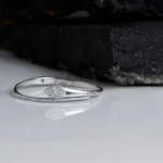 Front inverted view to see the full CZs of Teardrop CZ Bracelet Pave Shine Sleek Wrap in 925 Silver