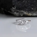 Front view with full CZ display of Teardrop CZ Ring – Pavé Shine Sleek Wrap in 925 Silver