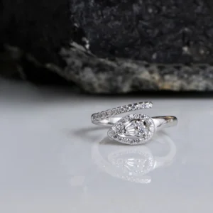Home 58 Teardrop CZ Ring – Pavé Shine Sleek Wrap in 925 Silver