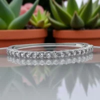 Full front CZ display of CZ Solitaire Line Kada – White Rhodium Elegance in 925 Silver