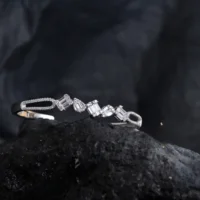 Full front display of Geo-Duet CZ Bracelet – Mixed-Cut Sparkle in 925 Silver