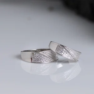 Home 62 Classic CZ Wave Band Rings for Couple – 925 Silver