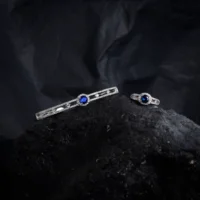 Full front view of Sapphire Elegance Set – 925 Silver