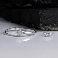 Full front view of Teardrop CZ Set – Pavé Shine Sleek Wrap in 925 Silver
