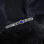 Full tilted display with center stone and CZ of Sapphire Elegance Bracelet – 925 Silver
