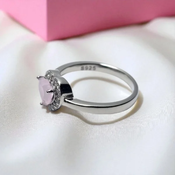 Side view of Romantic Blush Aurora Heart Ring
