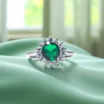 Close up of Emerald Bloom Ring