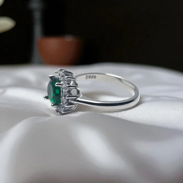 Side view of Emerald Bloom Ring