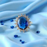 Front view of Royal Blue Oval Glow Ring – 925 Silver