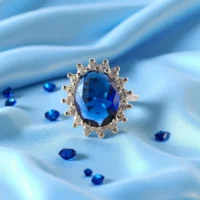 Front view of Royal Blue Oval Glow Ring – 925 Silver