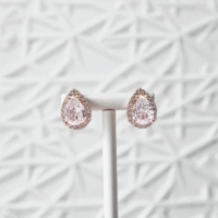 Hanging display of Rose Halo Teardrop Stud