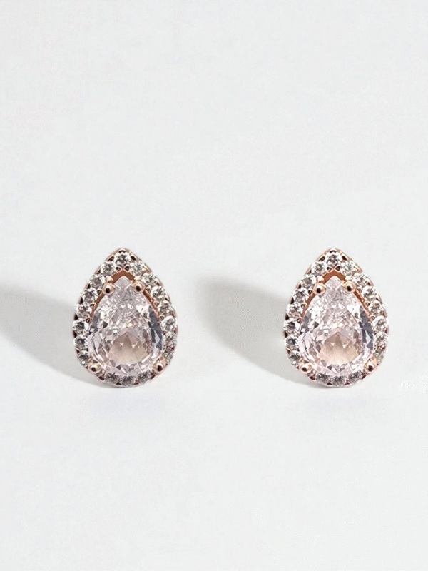 Close up of Rose Halo Teardrop Stud