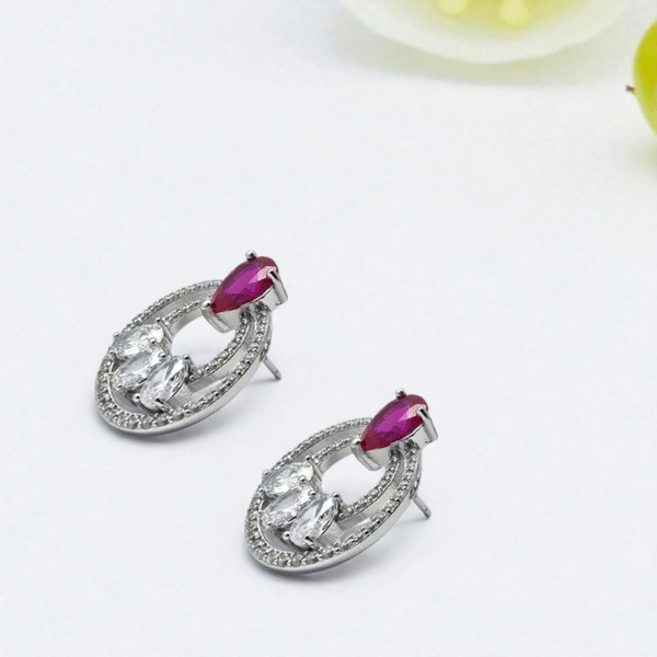 Closer side view of Ruby Orbit Studs