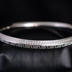 Greek Key Edge Kada – 925 Silver