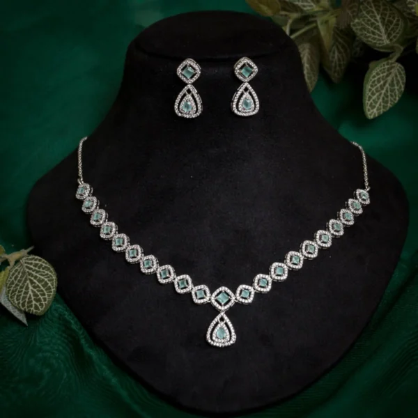 Full display of Mint Cushion Drop Necklace Set