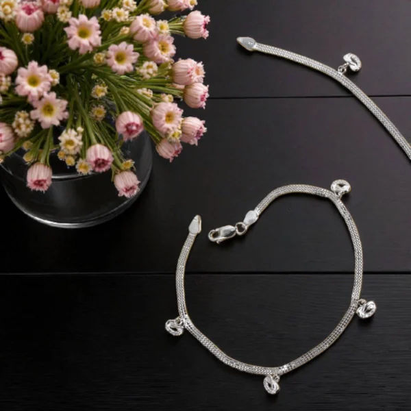 Top view of Pebble Charm Anklets