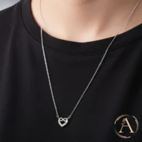 Model wearing Infinity Heart Pendant Necklace – 925 Silver
