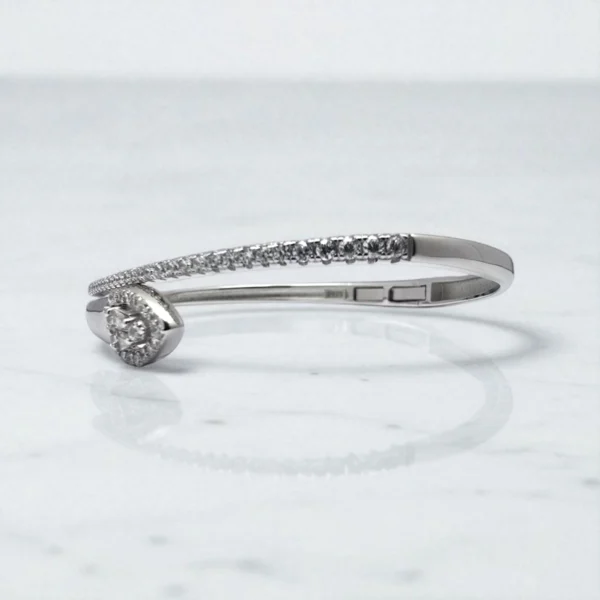 Side CZs display of Teardrop CZ Bracelet – Pavé Shine Sleek Wrap in 925 Silver