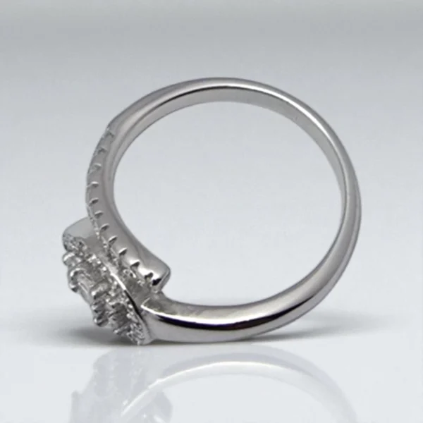 Side standing view to display durability of Teardrop CZ Ring – Pavé Shine Sleek Wrap in 925 Silver