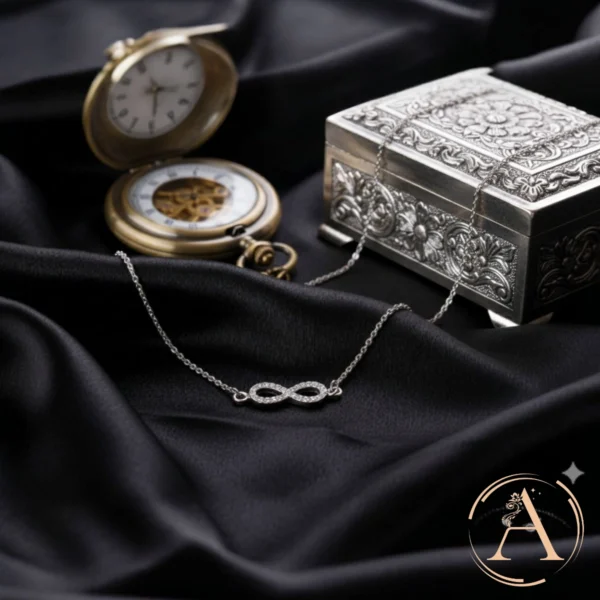 Side view of Classic Infinity Necklace – 925 Silver
