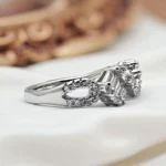 Side view of Geo-Duet CZ Ring – Mixed-Cut Sparkle in 925 Silver