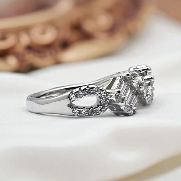 Side view of Geo-Duet CZ Ring – Mixed-Cut Sparkle in 925 Silver