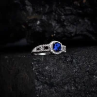 Side view of Sapphire Elegance Ring – 925 Silver
