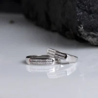 Stacked view of Dual Line CZ Couple Band Rings 925 Silver