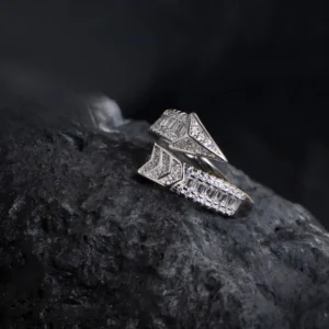 Home 59 Arrowline Ring – Sleek Baguette CZ Wrap in 925 Silver