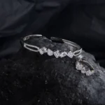Top view of Geo-Duet CZ Set – Mixed-Cut Sparkle in 925 Silver