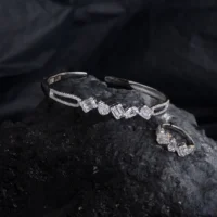 Top view of Geo-Duet CZ Set – Mixed-Cut Sparkle in 925 Silver