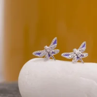 Close up of Dragonfly Stud Earrings 925 Silver