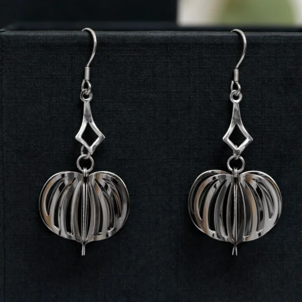 Close up of Cage Drop Earrings 925 Silver
