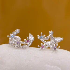 Close up of Celestia Multicolor Starburst Earrings 925 Silver