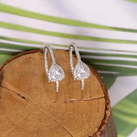 Close up of Pear Halo Half Hoops 925 Silver