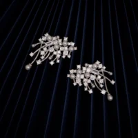 Close up of Pearl Constellation Earrings 925 Silver