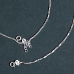 Close up of Polished Box Chain Anklets 925 Silver