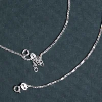 Close up of Polished Box Chain Anklets 925 Silver