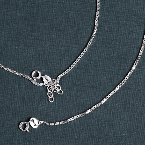 Close up of Polished Box Chain Anklets 925 Silver