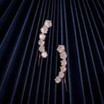 Close up of Rose Gold CZ Ear Climbers 925 Silver