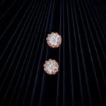 Close up of Rose Gold Solitaire Stud Earrings 925 Silver