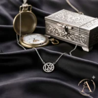 Close up view of Circular LOVE Pendant Necklace – 925 Silver