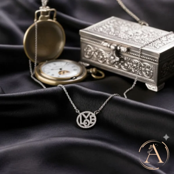 Close up view of Circular LOVE Pendant Necklace – 925 Silver