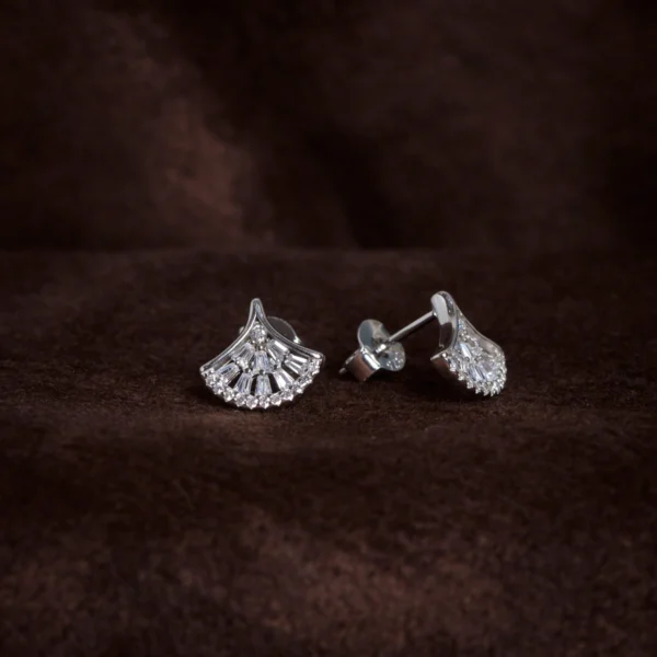 Earrings with locking mechanism display of Art Deco Fan Pendant Set 925 Silver