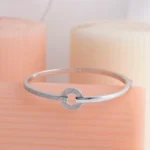Front view of Brilliant Pave Circle Kada 925 Silver