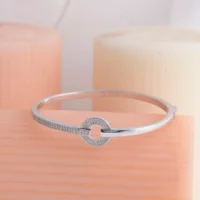 Front view of Brilliant Pave Circle Kada 925 Silver