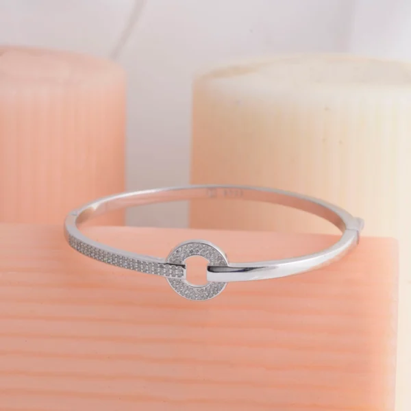 Front view of Brilliant Pave Circle Kada 925 Silver