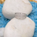 Front view of Triple-Row Crossover Ring 925 Silver