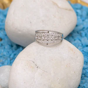 Front view of Triple-Row Crossover Ring 925 Silver